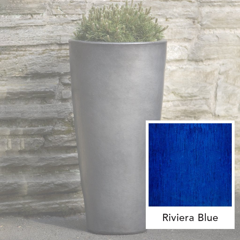 Aluan Tall Round Planter || Riviera Blue
