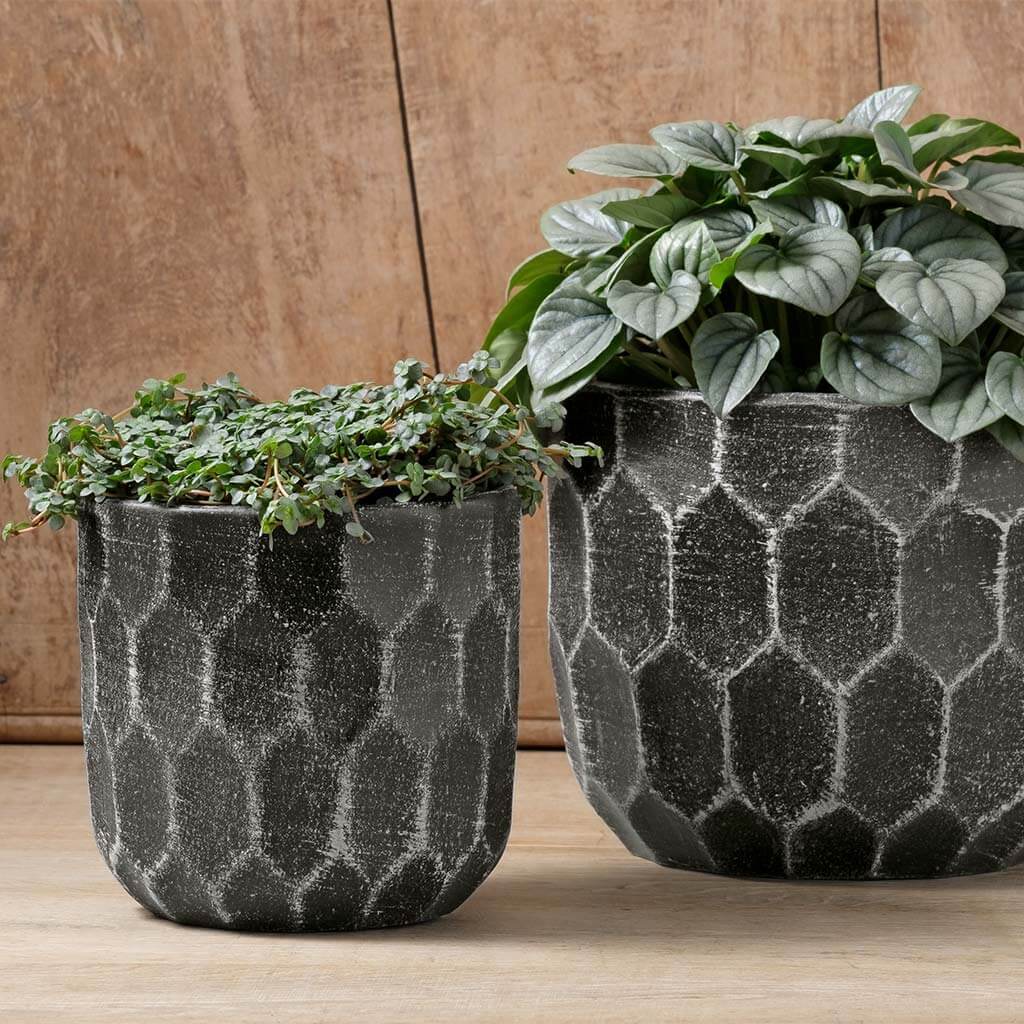 Polygoon Plantenbak || Stoffig Zwart