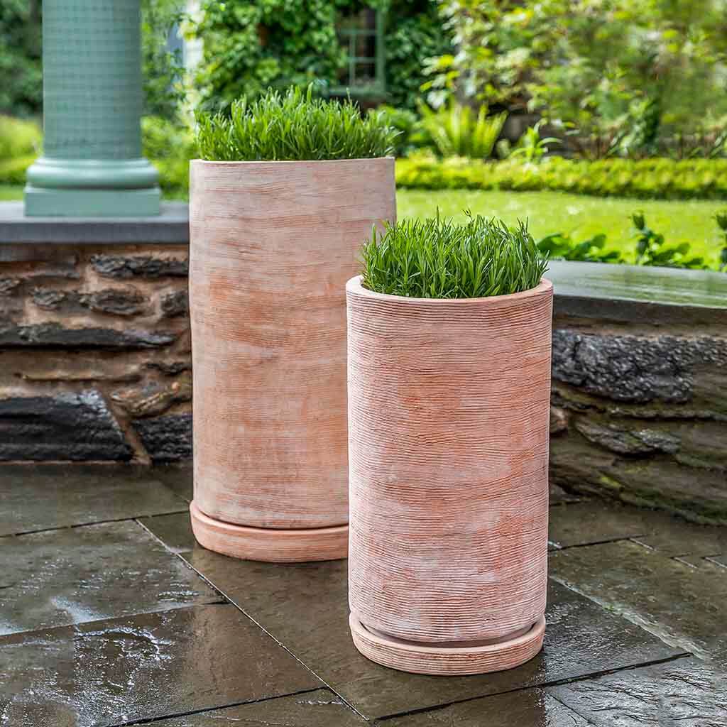 Sgraffito Planter, Tall || Terra Cotta
