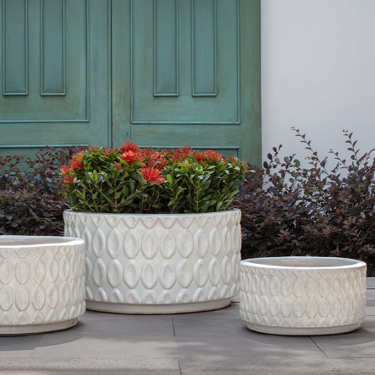 Oriel Planter, Low || Antique White