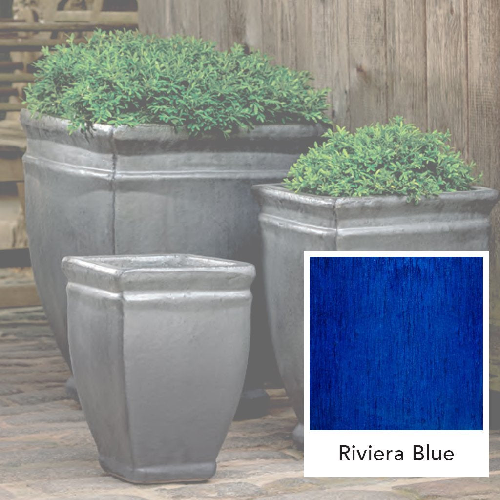 Quadratischer Gerollter Rand Pflanztopf || Riviera Blau