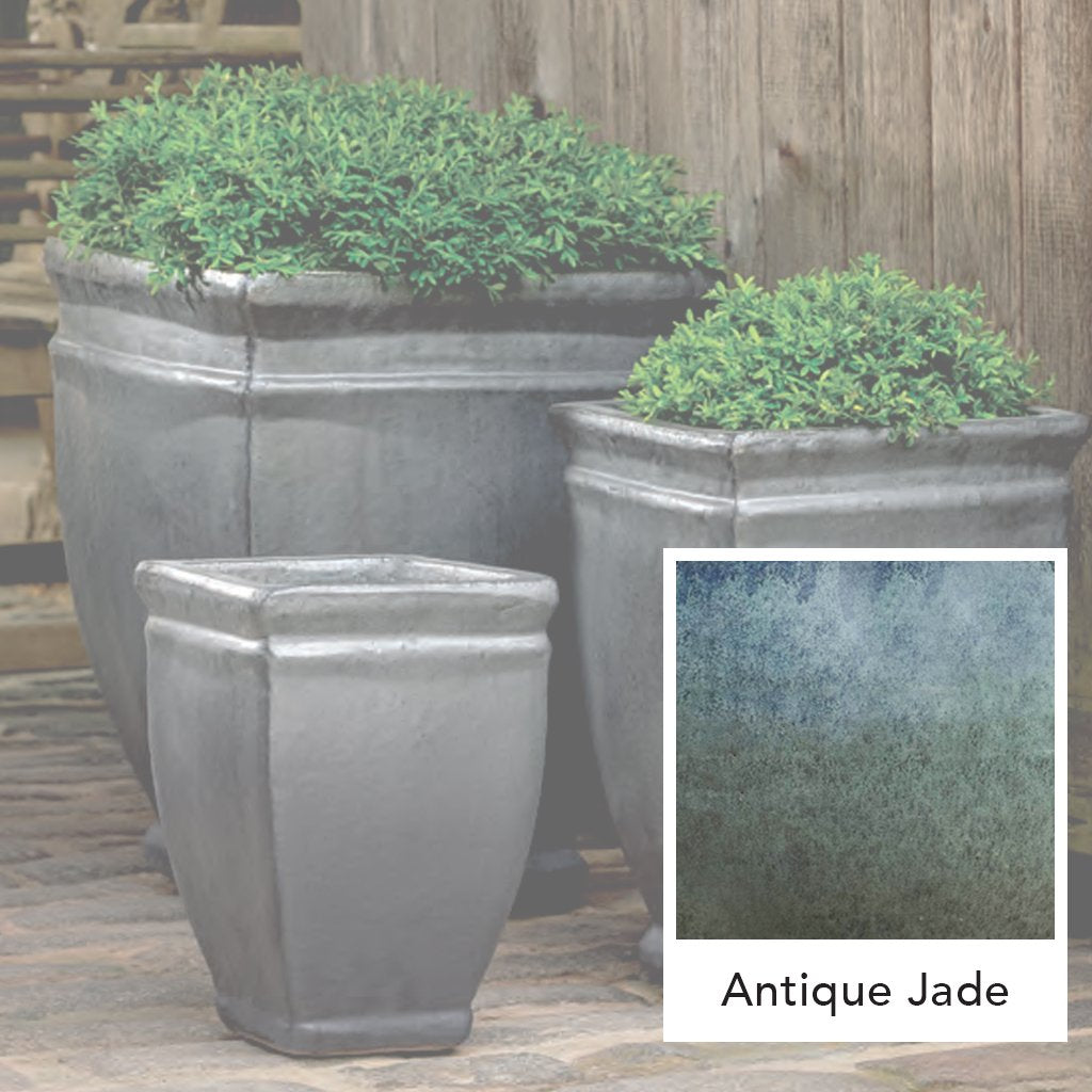 Square Rolled Rim Planter || Antique Jade