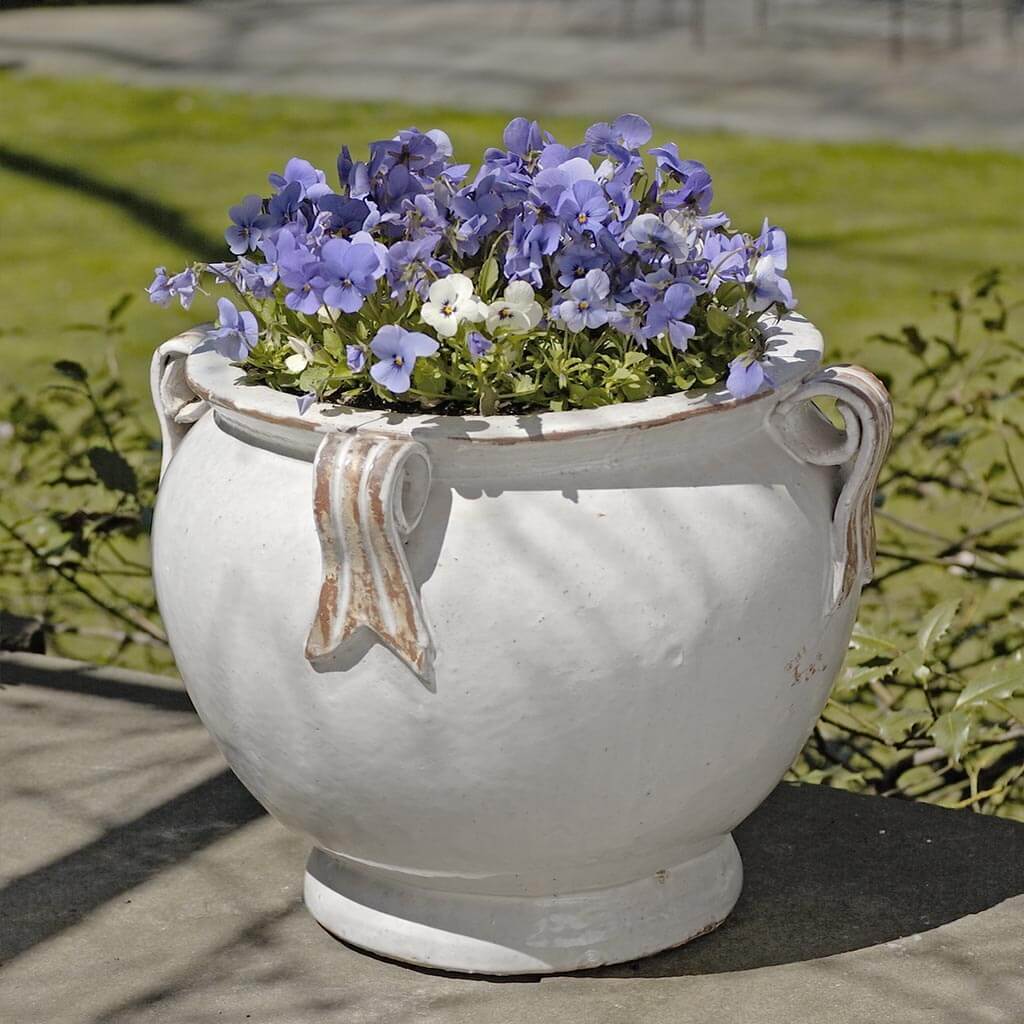 Round Handle Planter || Antique White