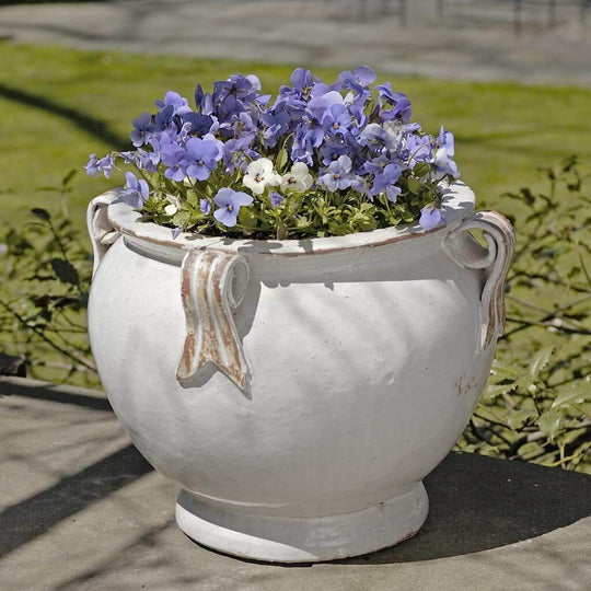 Round Handle Planter || Antique White