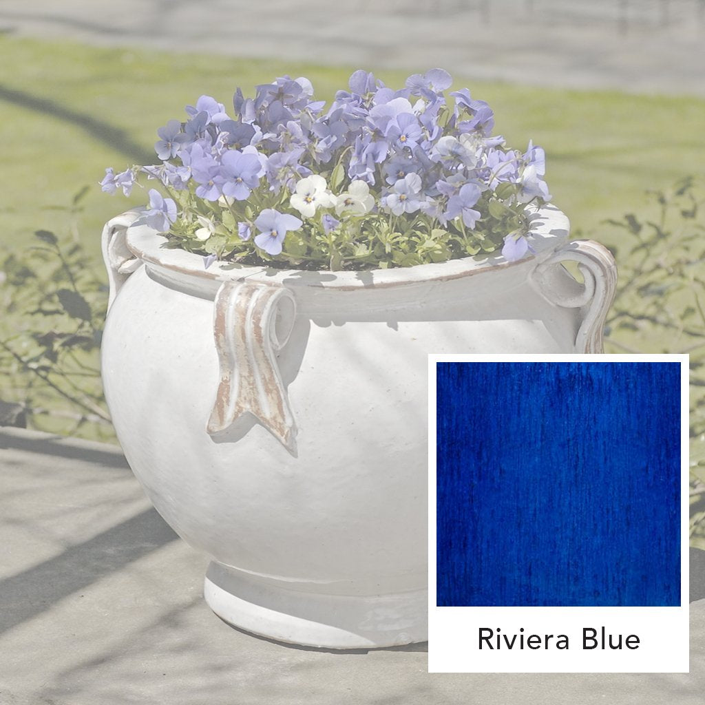 Rundem Griff Pflanztopf || Riviera-Blau