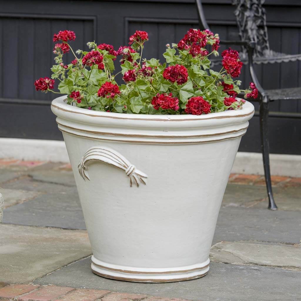 Fluted Handle Planter || Antique White