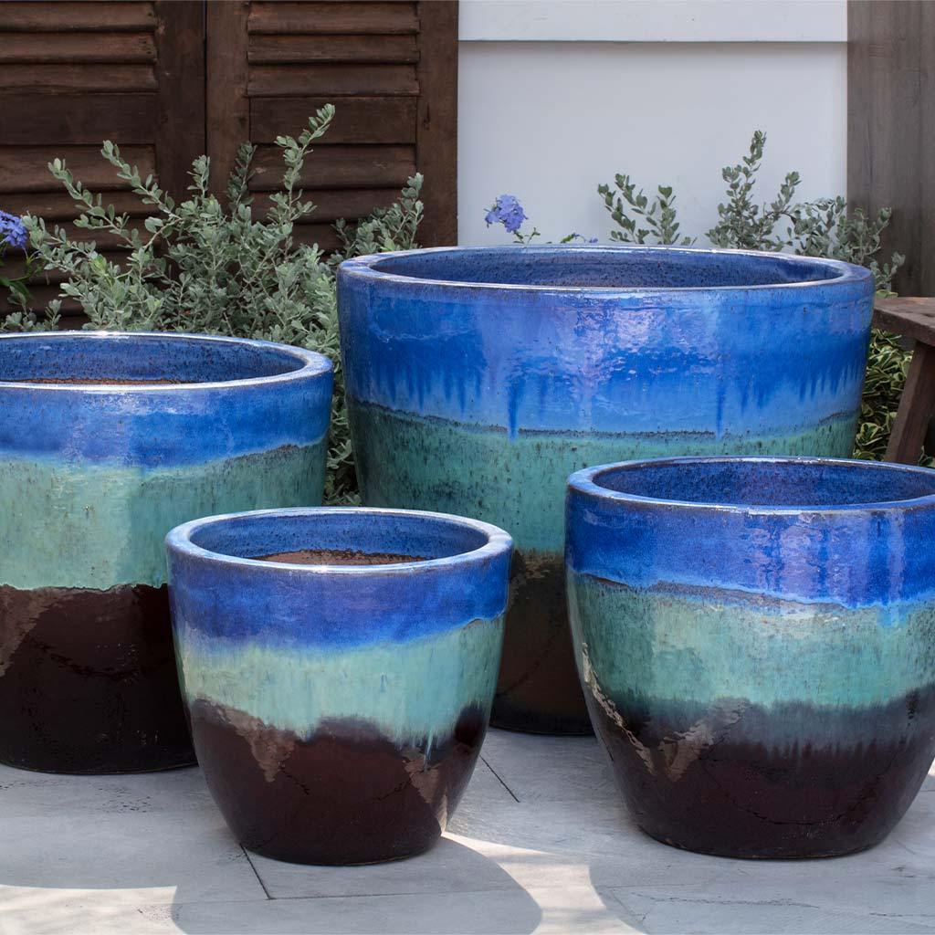 Jardinière Ocho || Bleu/ Marron Foncé	