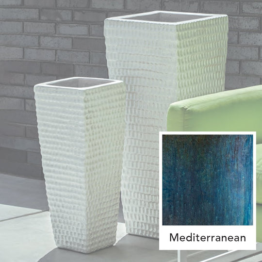 Square Dimple Planter, Tall || Mediterranean