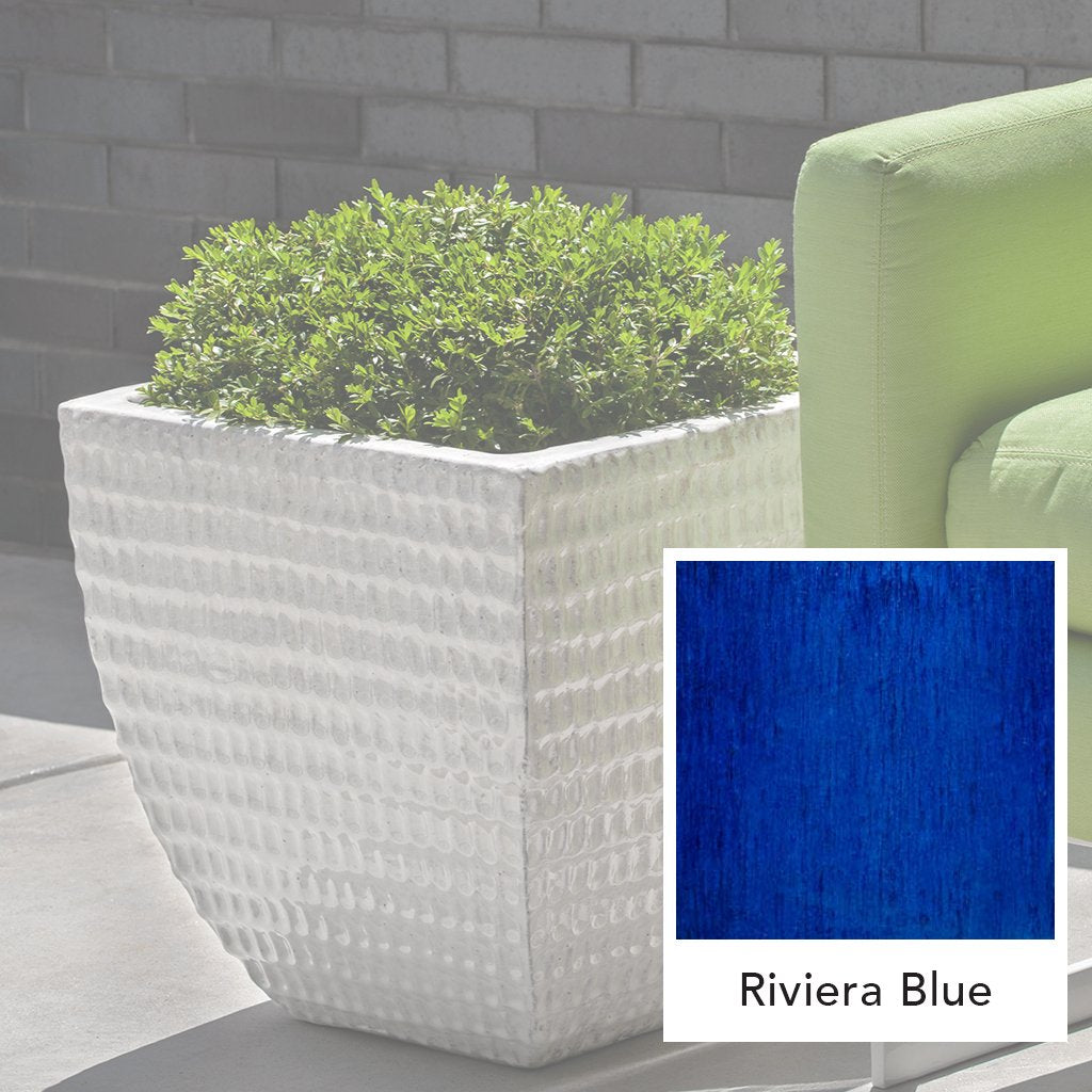 Quadratisches Grübchen Pflanztopf || Riviera Blau